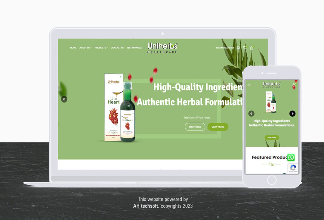 Uniherbs HealthCare Website screenshot